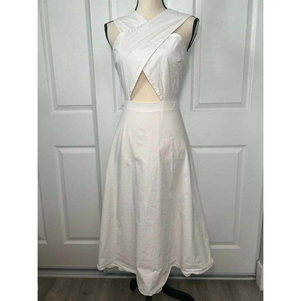 Rosetta Getty Collective White Cutout Halter Midi Dress Sleeveless Size 14